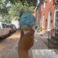 Vegan Cotton candy in cake cone, one scoop   at Bmore Licks in Baltimore