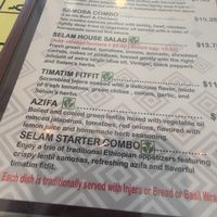 Vegan options on menu at Selam in Orlando