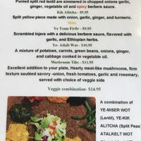 The menu. at Selam in Orlando