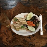 Tofu salad wrap with mezze side at Twisted Branch Tea Bazaar in Charlottesville