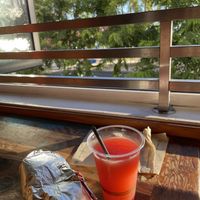 A nice spot to watch the world as you eat your vegan food  at Oahu Mexican Grill in Honolulu