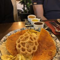 Snacks and dips - not just your standard poppadoms…...  at Kayal in Leamington Spa