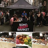 Selection of vendors  at Soho Vegan Market in London