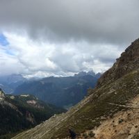 Landscape from the window at Rotwandhütte in Vigo Di Fassa