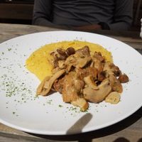 Polenta with mushrooms at Rotwandhütte in Vigo Di Fassa