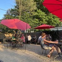 Outdoor seating  at The Mitten Brewing Company in Saugatuck