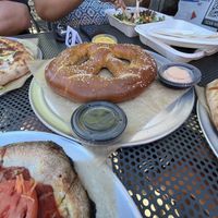 Giant soft pretzel! Very yummy  at The Mitten Brewing Company in Saugatuck