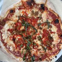 Veganized The Curse of the Goat pizza   at The Mitten Brewing Company in Saugatuck