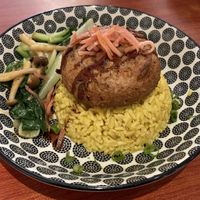 Tofu Steak with rice and Teriyaki vegetables  at Confusion Plant Based Kitchen in Hong Kong Island
