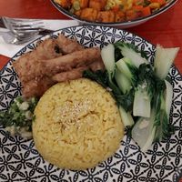 Chicken rice at Confusion Plant Based Kitchen in Hong Kong Island