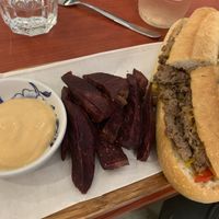 Impossible philly with yam fries.  at Confusion Plant Based Kitchen in Hong Kong Island