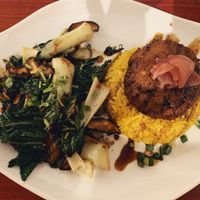 Tofu steak with rice and veggies 😋 at Confusion Plant Based Kitchen in Hong Kong Island