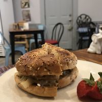 Breakfast Sammie 😋  at 96 Lives Vegan Bakery and Cafe in Lancaster