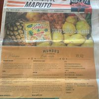 Menu at Mundo's in Maputo