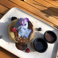 Vegan Pancakes  at Hustle n' Flow Eatery in San Pedro De Alcantara