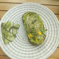 Avocado toast without egg 12 euros at Hustle n' Flow Eatery in San Pedro De Alcantara