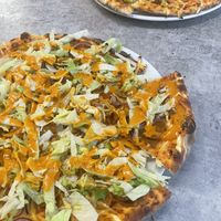 Vegan burgerpizza + Vegan Vönerpizza  at Energia Lounas Ravintola in Lahti