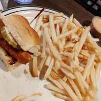 The veggie chic'n sliders with fries. Crispy and the veggie chic'n was tasty. at Ruby's Inn in Bryce