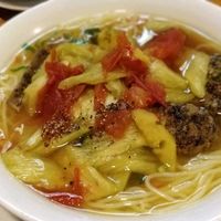 noodle soup with mushroom and tofu dumplings at Tam An Lac - Hoan Kiem in Hanoi