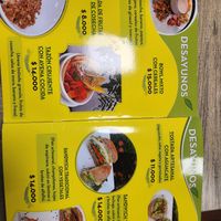 Menü at Verde Vital in Bogota