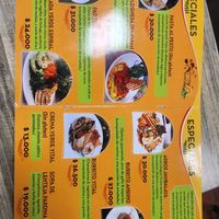 Menü at Verde Vital in Bogota