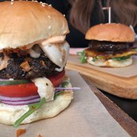 Fogwood Smoky Burger & Waikiki Burger  at Fogwood + Fig in Port Jervis