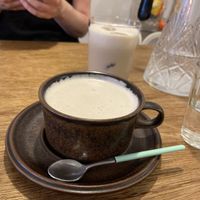 Brown sugar ginger soy milk - one hot one cold   at Hobodo Cafe in Kyoto