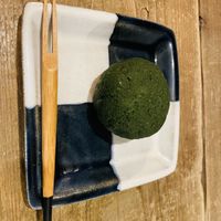 Yomogi ohagi  at Hobodo Cafe in Kyoto