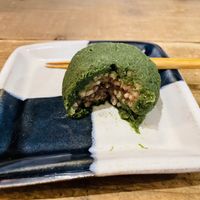 Yomogi ohagi  at Hobodo Cafe in Kyoto