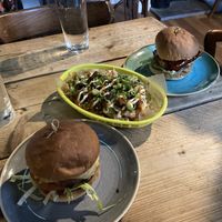 Vegan burgers and mushroom loaded fries   at The Railway Pub & Kitchen in Ringwood