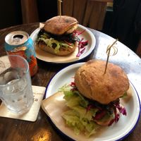 Pulled mushroom burgers  at The Railway Pub & Kitchen in Ringwood