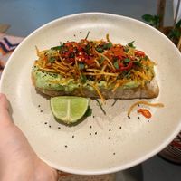 Avocado on toast (minus the egg)  at St Kew Farm Shop & Cafe in Bodmin
