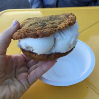 Coconut milk vanilla ice cream in flourless peanut butter cookies.  Omg. at Sunshine Sammies in Asheville