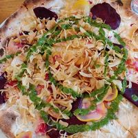 V for vegan at Dough Pizza in Bath