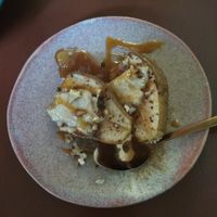 Delicious pears with peanut butter at Eden Bistro in Warsaw