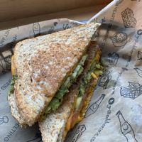 Vegan grilled cheese with avocado + tomato on multigrain bread.   at The Grilled Cheeserie in Nashville