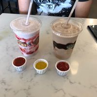 Coconut shakes (strawberry and chocolate.) at The Grilled Cheeserie in Nashville