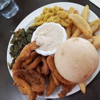 Chik soul plate, fried chik is perfect and that sauce is AMAZING!! at Vegelicious in Nashville