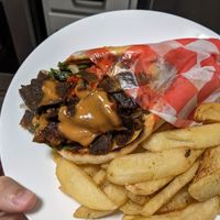 Gyro with home fries at Vegelicious in Nashville