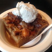 Bread pudding with coconut ice cream  at Vegelicious in Nashville