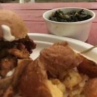 Fried chicken sandwich with greens at Vegelicious in Nashville