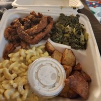 Vegan fried chicken plate... at Vegelicious in Nashville