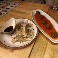 Gyozas and albóndigas at Amarre 69 in Barcelona