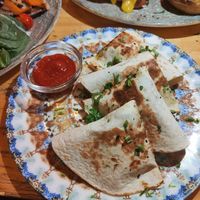 "meat" quesadillas at Amarre 69 in Barcelona