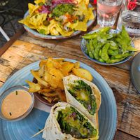 Tofu wrap and edamame . at Amarre 69 in Barcelona