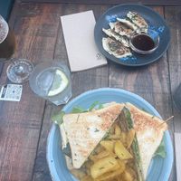 Gyoza & Club Sandwich   at Amarre 69 in Barcelona