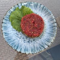 Eggplant with tomato saladd  at Old Bukhara Restaurant in Bukhara