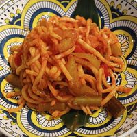 Vegan lagman at Old Bukhara Restaurant in Bukhara
