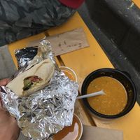 Lentil soup and vegetables roll at Hi Mir Vegan Cafe in Nizhny Novgorod