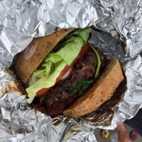 The vegan black-bean burger at Burgers and Fish in Padstow